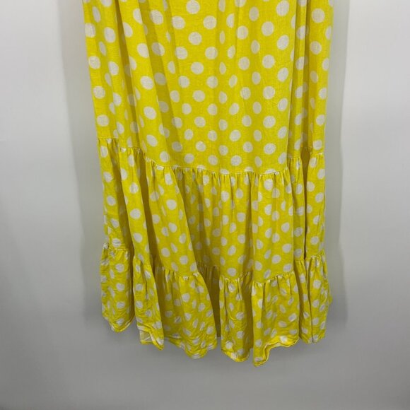 Lisa Marie Fernandez Dress Maxi Yellow Polka Dot One Shoulder Ruffle - Picture 5 of 10